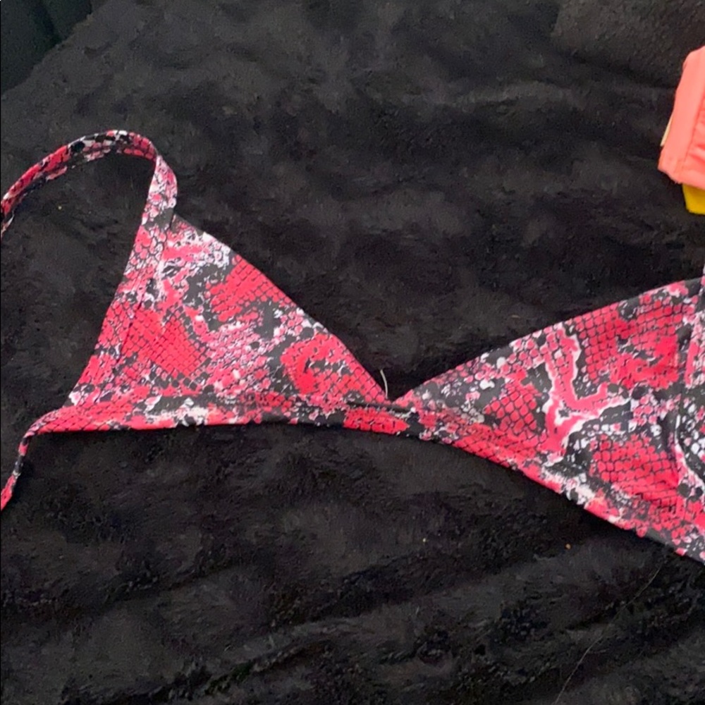 Zaful pink snakeskin bikini top